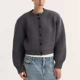 ROHE - Statement shoulder cardigan | mid grey melange