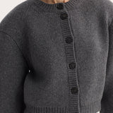 ROHE - Statement shoulder cardigan | mid grey melange