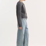 ROHE - Statement shoulder cardigan | mid grey melange