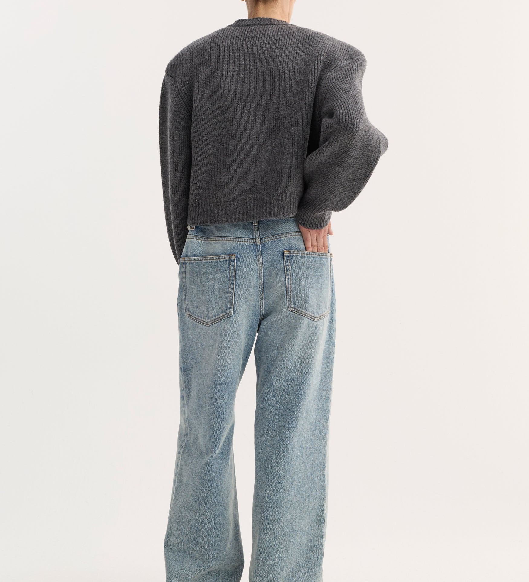 ROHE - Statement shoulder cardigan | mid grey melange