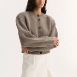 ROHE - Statement shoulder cardigan | clay melange