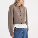 ROHE - Statement shoulder cardigan | clay melange
