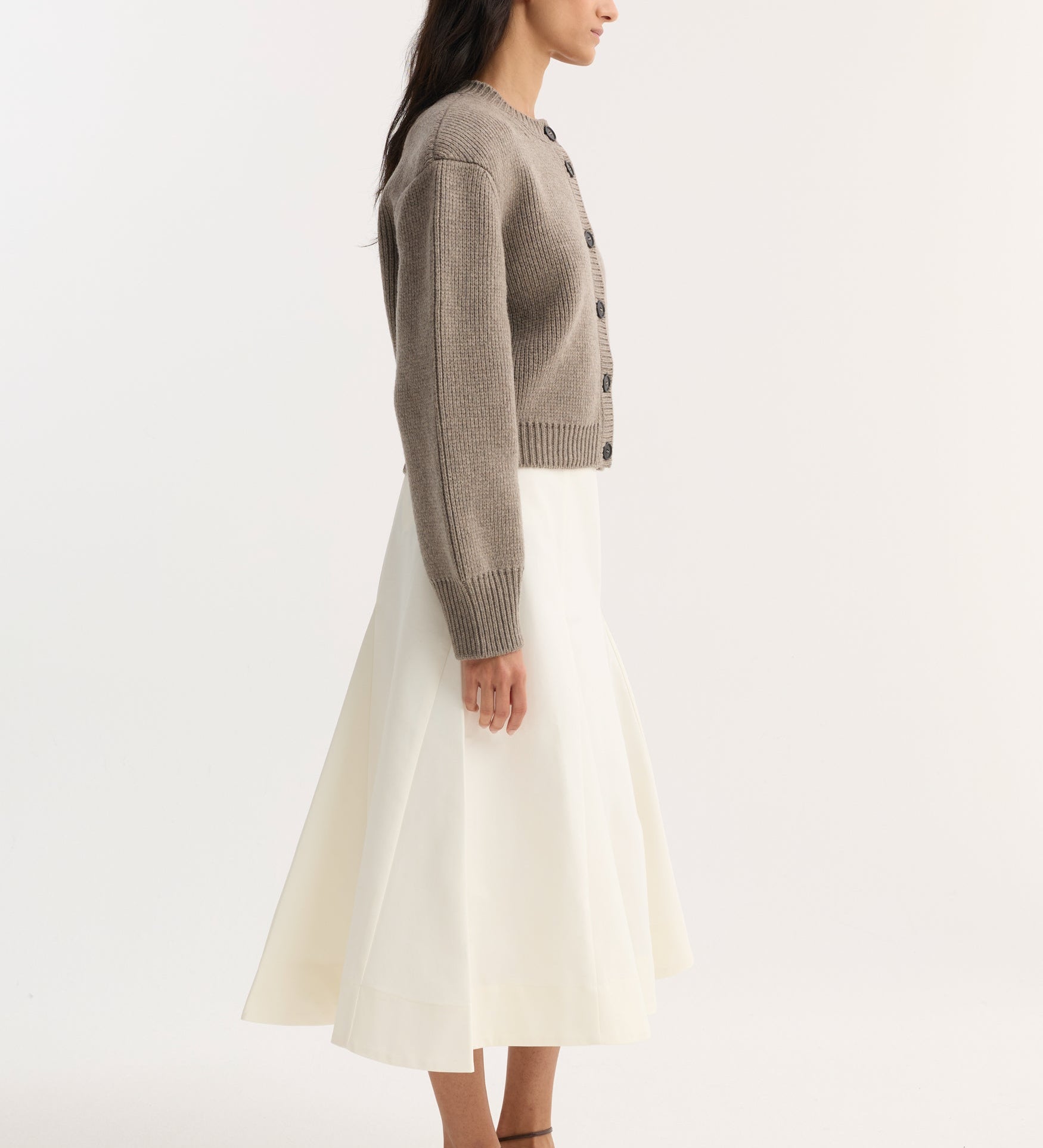 ROHE - Statement shoulder cardigan | clay melange