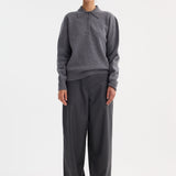 ROHE - Compact knitted polo | mid grey melange