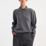 ROHE - Compact knitted polo | mid grey melange