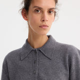 ROHE - Compact knitted polo | mid grey melange