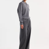 ROHE - Compact knitted polo | mid grey melange