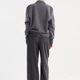 ROHE - Compact knitted polo | mid grey melange