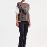 ROHE - Crew-neck with open armhole | mud melange
