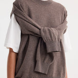 ROHE - Crew-neck with open armhole | mud melange