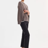 ROHE - Crew-neck with open armhole | mud melange