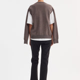 ROHE - Crew-neck with open armhole | mud melange