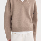 ROHE - Sleeve wrap jumper | taupe melange