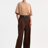 ROHE - Mid-waist tailored trousers | mahogany