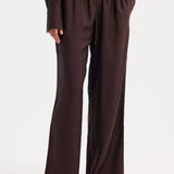ROHE - Wide leg silk trousers | mahogany