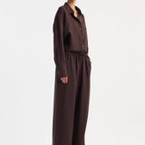 ROHE - Wide leg silk trousers | mahogany