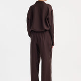 ROHE - Wide leg silk trousers | mahogany