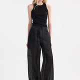 ROHE - Organza silk parachute trousers | black