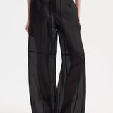 ROHE - Organza silk parachute trousers | black