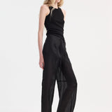 ROHE - Organza silk parachute trousers | black