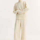 ROHE - Relaxed drawstring satin trousers | cream