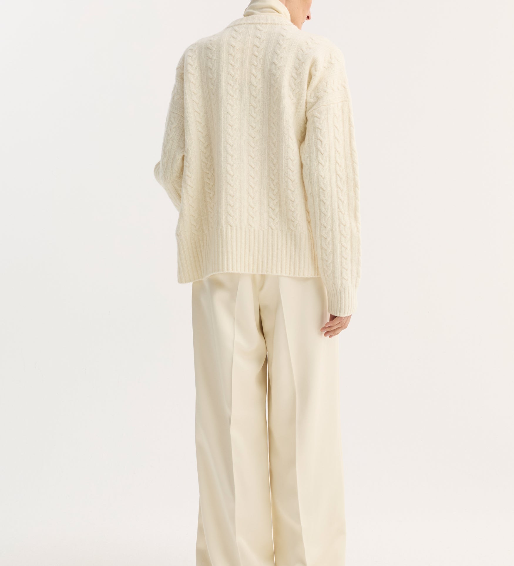 ROHE - Relaxed drawstring satin trousers | cream