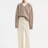 ROHE - Relaxed drawstring satin trousers | cream