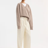 ROHE - Relaxed drawstring satin trousers | cream