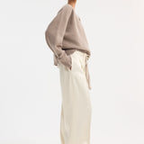 ROHE - Relaxed drawstring satin trousers | cream