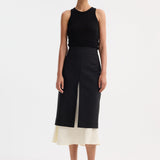 ROHE - Contrast upside-down skirt | black