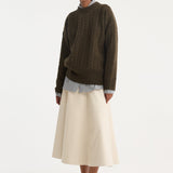 ROHE - A-line leather skirt | chalk