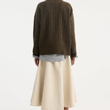 ROHE - A-line leather skirt | chalk