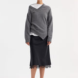 ROHE - Lace-trimmed silk skirt | black
