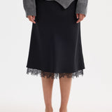 ROHE - Lace-trimmed silk skirt | black