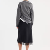 ROHE - Lace-trimmed silk skirt | black