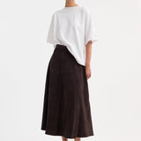 ROHE - A-line suede skirt | dark chocolate