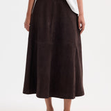 ROHE - A-line suede skirt | dark chocolate