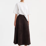 ROHE - A-line suede skirt | dark chocolate