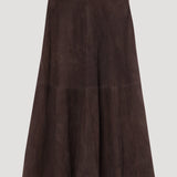 ROHE - A-line suede skirt | dark chocolate