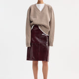 ROHE - Snake leather skirt | burgundy snake