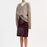ROHE - Snake leather skirt | burgundy snake