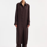 ROHE - Silk open back wrap dress | mahogany