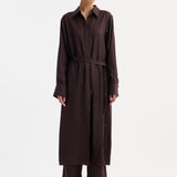 ROHE - Silk open back wrap dress | mahogany