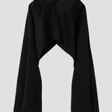 ROHE - Fringe poncho double-faced wool | black