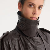 ROHE - Leather croco trenchcoat | mahogany