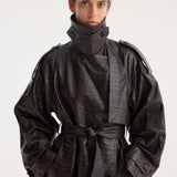 ROHE - Leather croco trenchcoat | mahogany