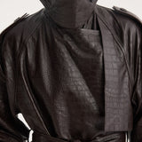 ROHE - Leather croco trenchcoat | mahogany