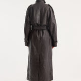 ROHE - Leather croco trenchcoat | mahogany