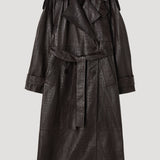 ROHE - Leather croco trenchcoat | mahogany