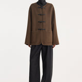ROHE - Mandarin double-faced wool jacket | taupe